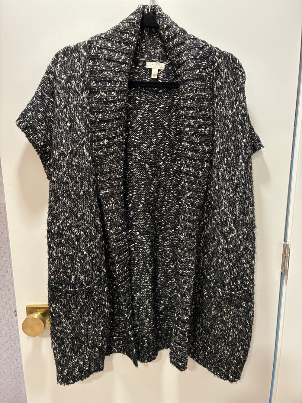 Soft Joie Black and White Marled Open Cardigan
